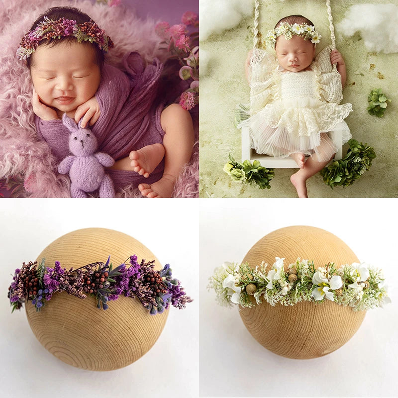 Full Moon Baby Headband Newborn Photography Props Adjustable Artificial Flower Headband Infant Photo Headgear Baby Accessories