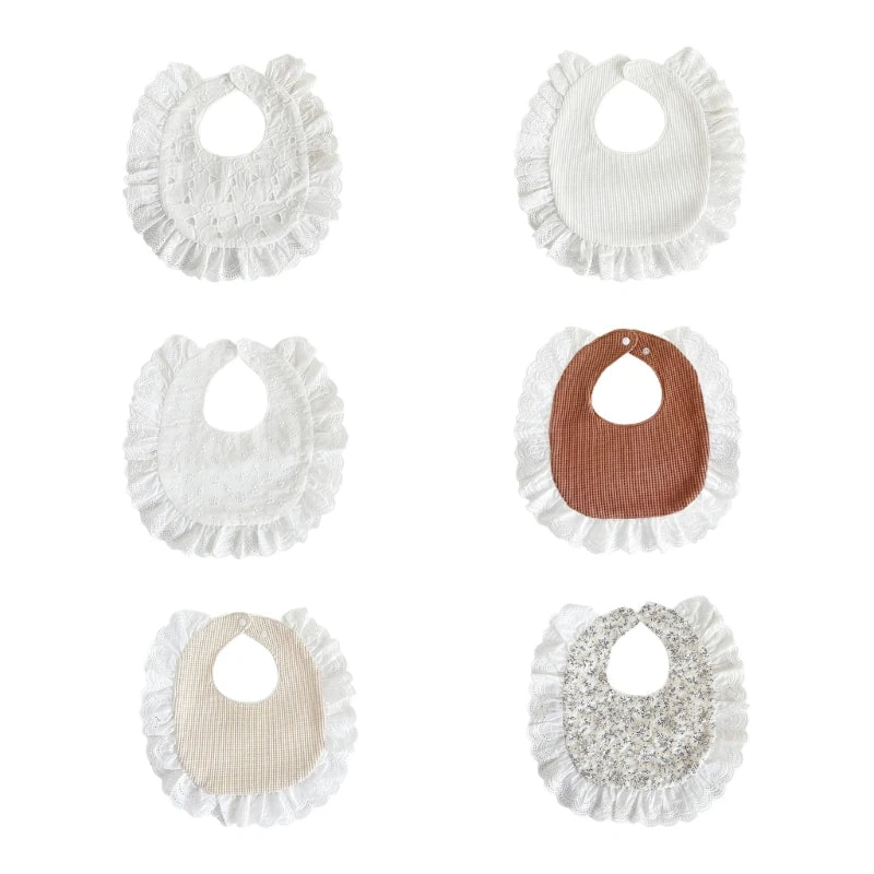 Toddler Girls Lace Collar Cotton Bibs Hollow Out Baby Bibs Lovely Pattern Newborns Bibs Fashionable Baby Bibs Present