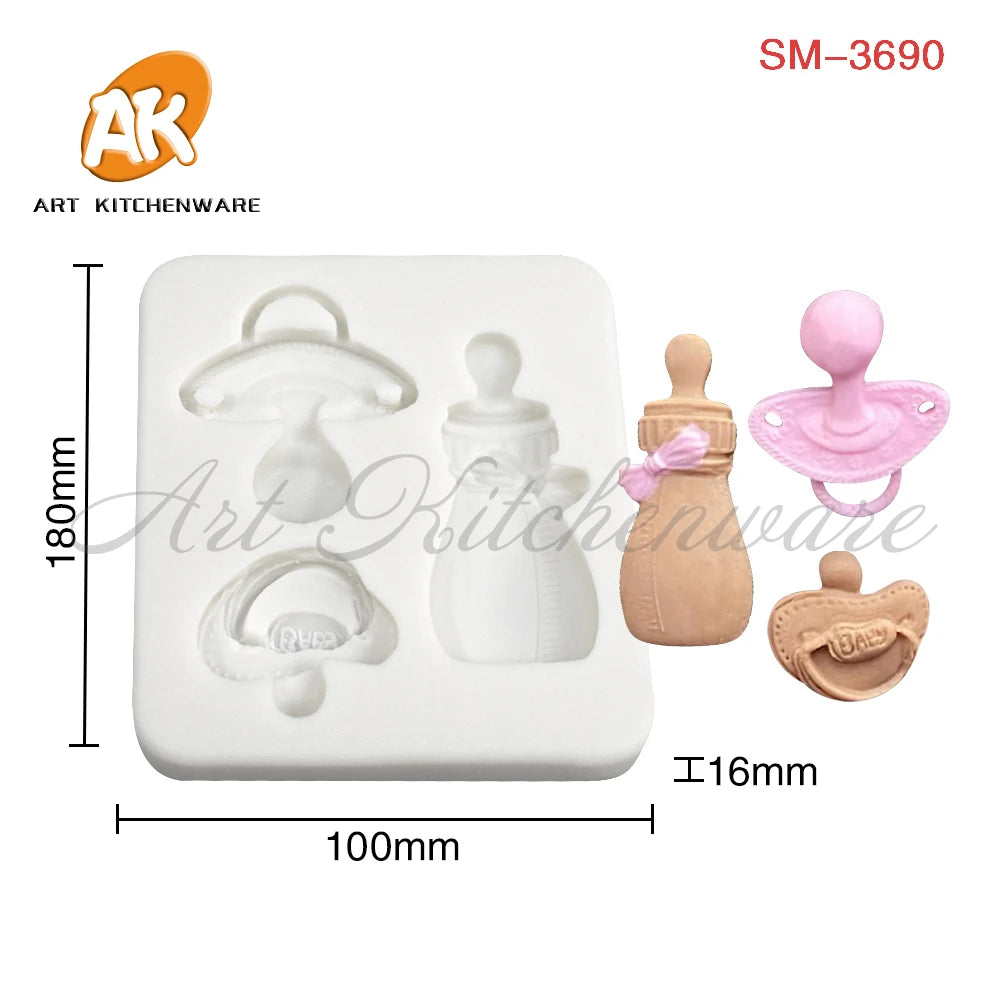 Baby Feeding Bottle Pacifier Silicone Mold Sugarcraft Cupcake Baking Mold Fondant Cake Decorating Tools