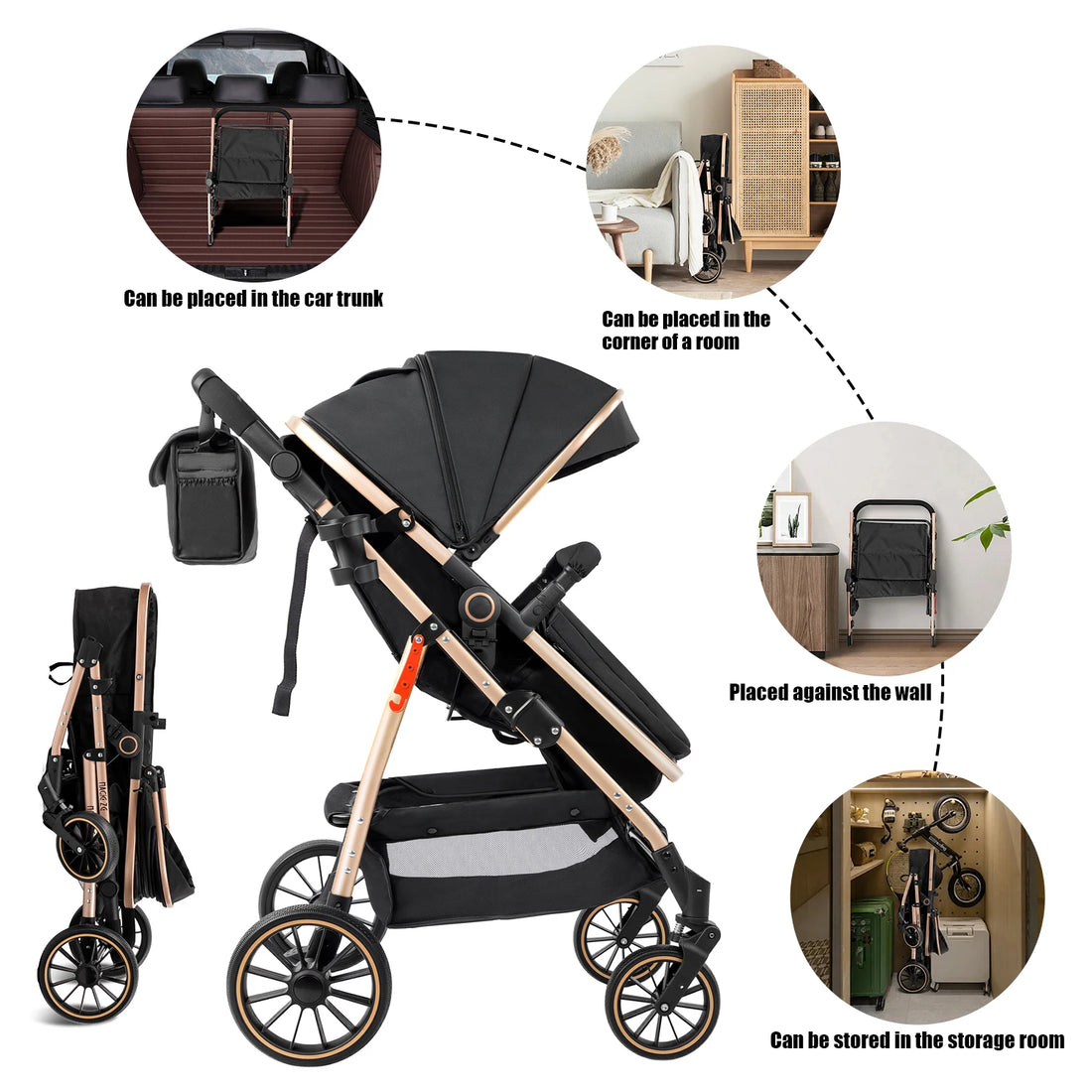 Baby Stroller,3 in 1 Baby Stroller,Baby Carriage,Foldable Baby Stroller with Mommy Bag,Pram,High Landscape Baby Stroller,Light Baby Stroller,Luxury Baby Stroller,Newborn Baby Stroller, baby Stroller with Car sat