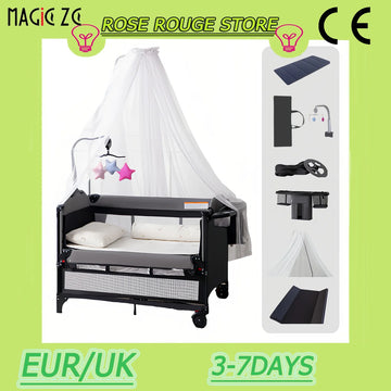 Baby Bed Foldable Baby Crib Portable Baby Crib Newborn Baby Crib Height-Adjustable Baby Crib Multifunctional Baby Crib Baby Crib with Safety Rails Bedside Sleeper Baby Crib Anti-Tip Baby Crib Home-Use Baby Crib Breathable Mat