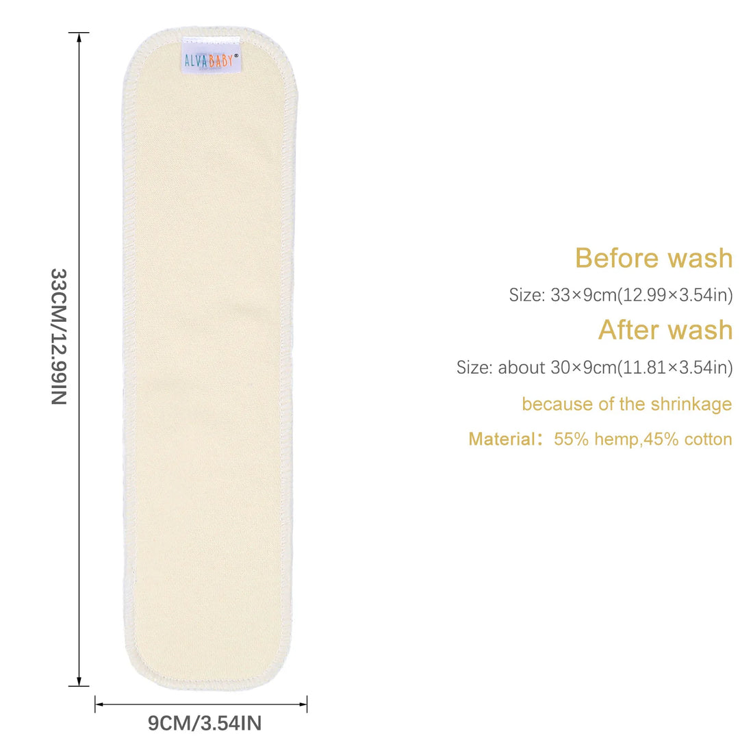 6pcs ALVABABY Newborn Hemp Insert Reusable Cloth Diaper Newborn Insert Washable 4 layers Hemp Diaper Insert Newborn Size