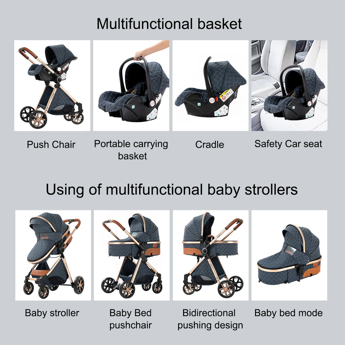 Baby Stroller 3 in1 Baby carriage baby accessories for baby cars baby stroller lightweight baby travel stroller compact stroller